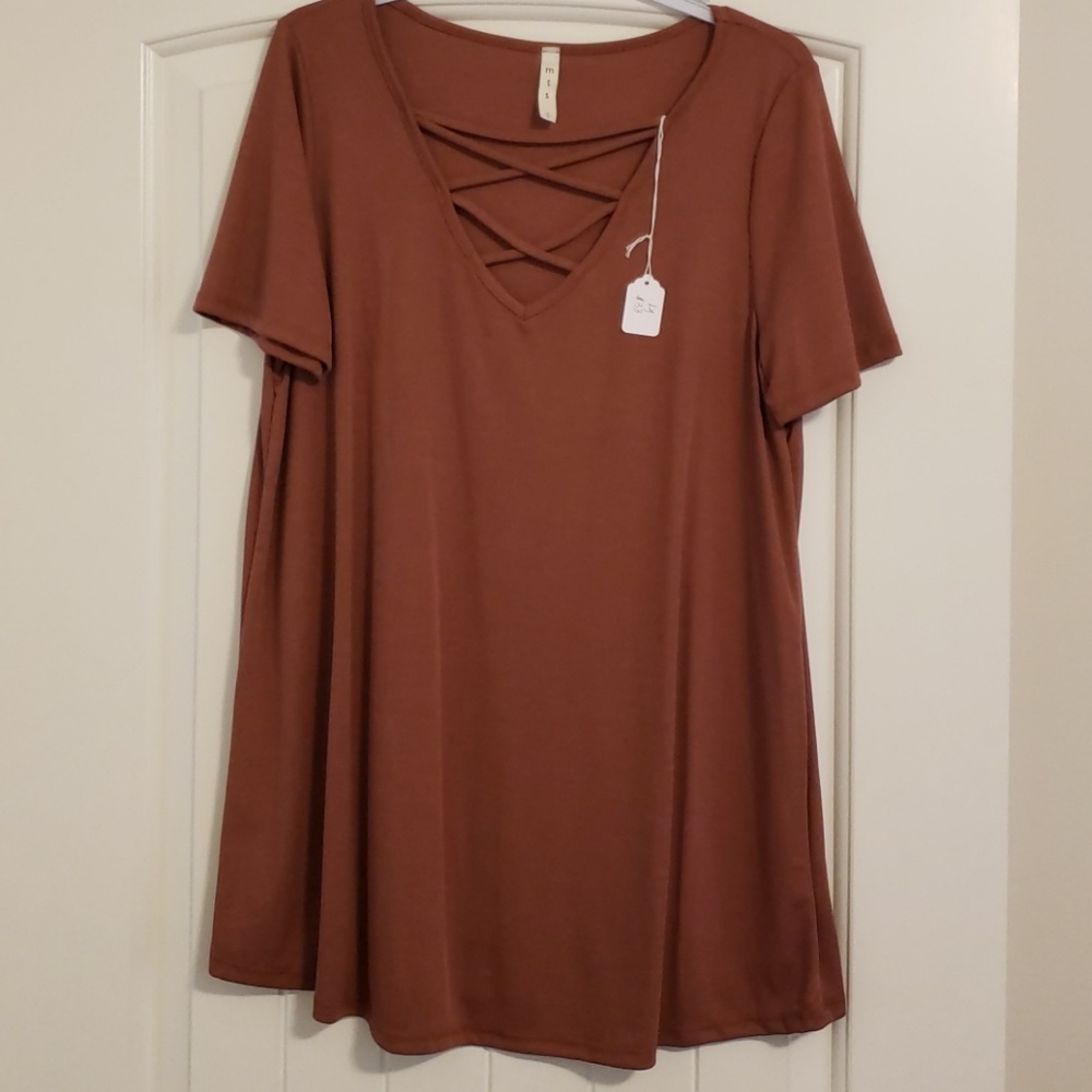 Criss Cross Neck Tunic Top